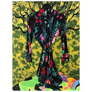 Stars Above Black Floral robe